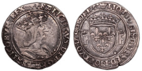 France – François I – Teston – Lyon 
 Slightly struck-off reverse. Some rests of its original luster. 
 Coin with ancient ticket. 
 Reference: Dy.8...