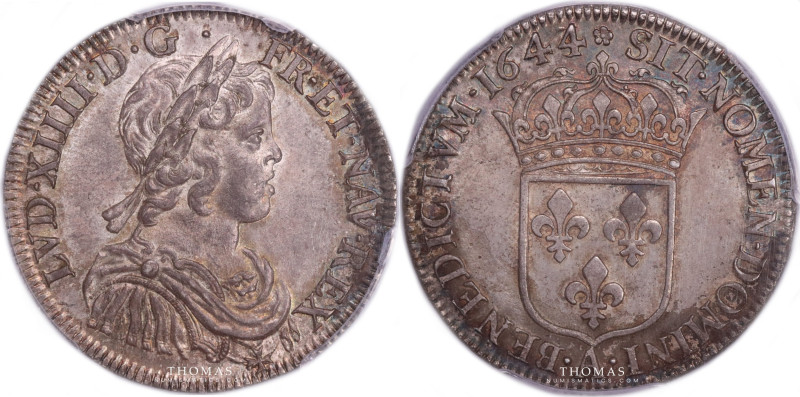 France – Louis XIV – 1/2 Ecu a la meche courte – 1644 on 43 – PCGS MS 62
Very n...