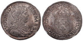 France – Louis XIV – 1/2 Ecu meche longue 1650 h La Rochelle – NGC MS 65 
 Exceptionnal quality. Splendid example. 
 Coin graded NGC MS 65. Very hig...