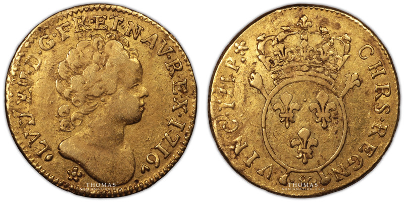 France – Louis XV – Gold Louis d’or aux insignes 1716 – Aix-en-Provence 
 Coin ...