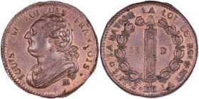 France – Louis XVI – Constitution – 12 Deniers François – 1791 BB Strasbourg 
 Very nice coin with bright original luster. Struck on wide planchet. h...