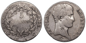 France – Napoleon I – 5 Francs An 14 U Turin – 45112 examples 
 Important and regular worn. 
 Low mintage: only 45.112 examples. 
 24,79 g 
 36,5 ...