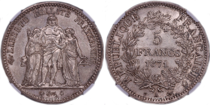 France – 5 francs Hercule Camélinat – 1871 A Paris with trident
Very nice coin ...