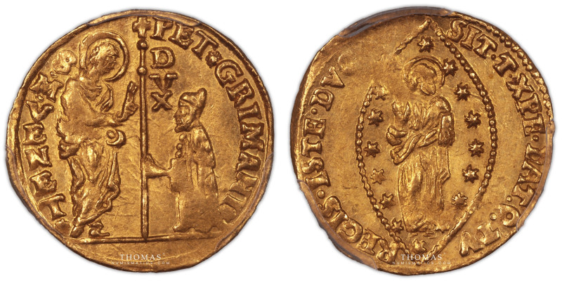 Italy – Gold Zecchino Ducat – Pietro Grimani – Venezia – PCGS MS63 
 Coin with ...