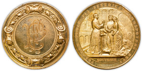 France – Vernon – Gold wedding medal – 1904 Paris 
 Medal with a pleasant appearance. Hit on the edge at 1 o'clock. Very nice example with bright ori...