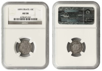 Straits Settlements 10 cents 1899, Victoria, NGC AU58