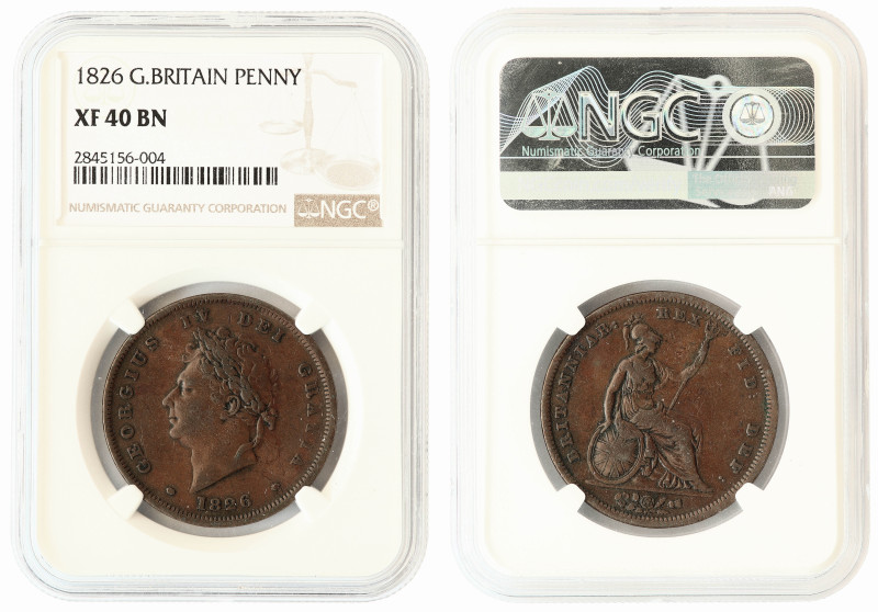 Great Britain George IV, copper 1 penny 1826, NGC XF40

KM-693, S-3823. Nice X...