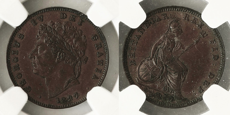 Great Britain (issued for Malta), George IV, 1/3 farthing 1827, NGC MS61

KM-7...