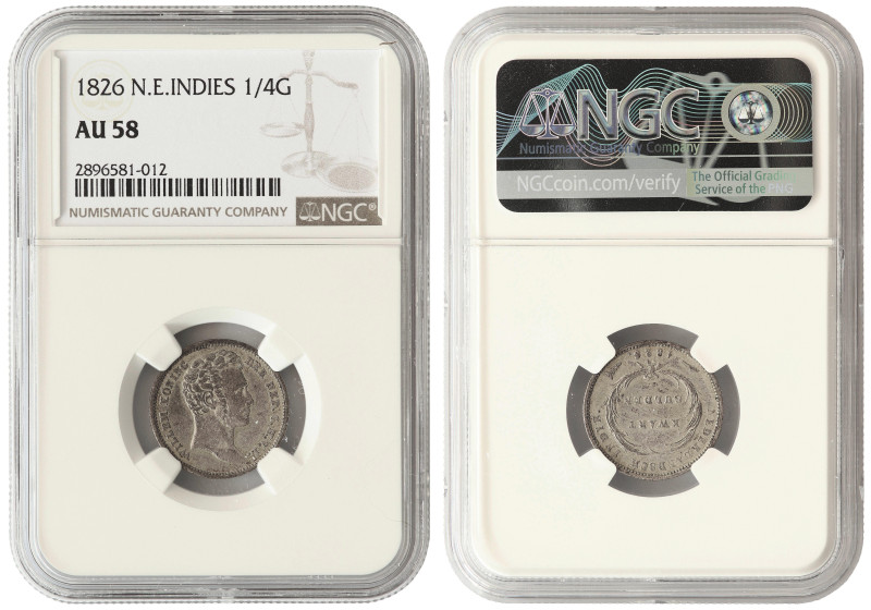 Netherlands East Indies silver 1/4 gulden 1826 NGC AU58

KM-301. Virtually an ...