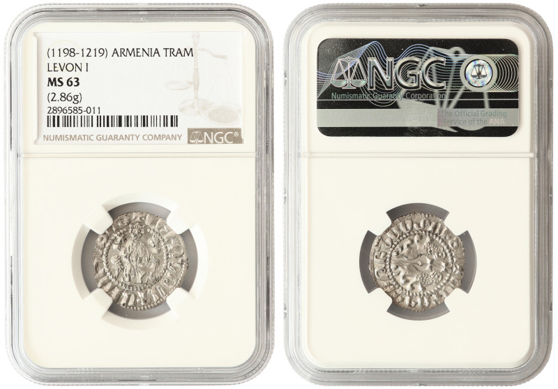 Armenia, Levon I, silver tram 1198-1219 AD, NGC MS63

KM-. Beautiful and fully...