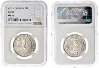 Germany, Weimar Republic, silver 3 mark 1931-A. NGC MS62. Rare