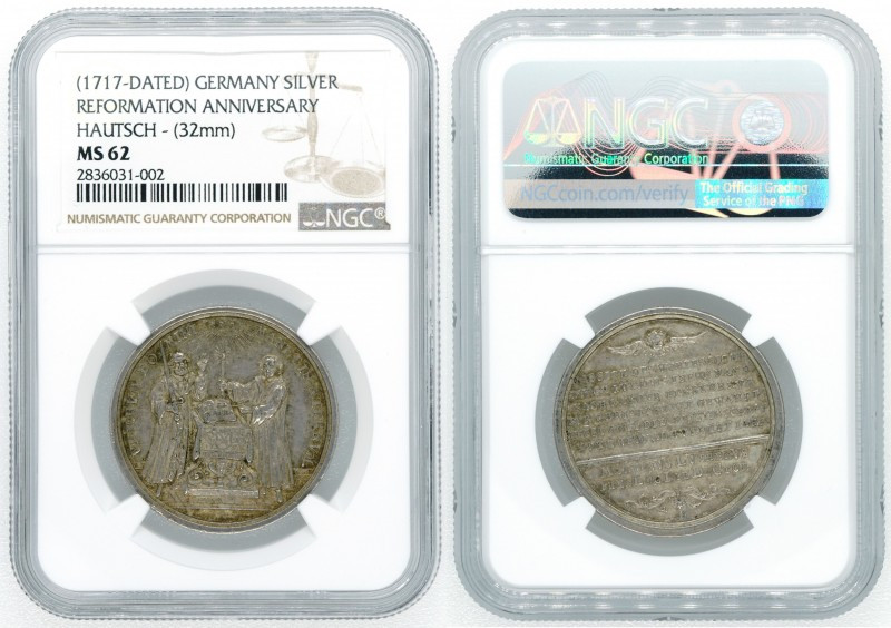 Germany Reformation Anneversary Silver Medal NGC MS62 1717 Jehovah