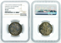 Germany Ausburg Religious Peace Silver Medal NGC MS62 1755 Jehovah