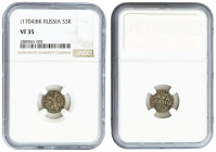 Russia, Peter I, silver altyn (3 kopeks) 1704 BK, NGC VF35