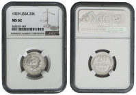 Russia, USSR, billon 20 kopeks 1929 NGC MS62