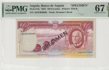 Angola 100 Escudos 1962 PMG 67 EPQ Specimen PMG population in 67 EPQ: 2 (1 Finer)
