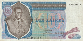 Congo Democratic Republic 10 Zaires 1971