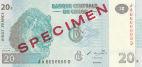 Congo Democratic Republic 20 Francs 2003 Specimen