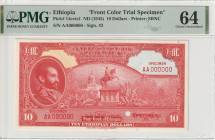 Ethiopia 10 Dollars 1945 PMG 64