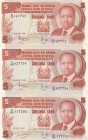 Kenya 5 Shillings 1981-84 Lot of 3 banknotes