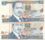 Kenya 20 Shillings 1996-97 Lot of 2 banknotes