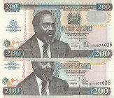 Kenya 200 Shillings 2003 Lot of 2 banknotes