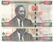 Kenya 500 Shillings 2005-08 Lot of 2 banknotes