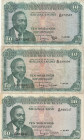 Kenya 10 Shillings 1969-73 Lot of 3 banknotes