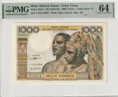 West African States / Ivory Coast 1000 Francs ND (1959-65) PMG Choice UNC 64