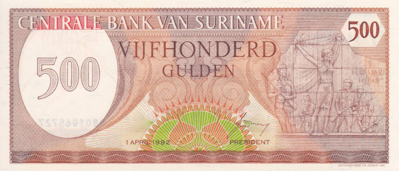Suriname 500 Gulden 1982 

P-129, N# 235587, 1.4.1982, UNC