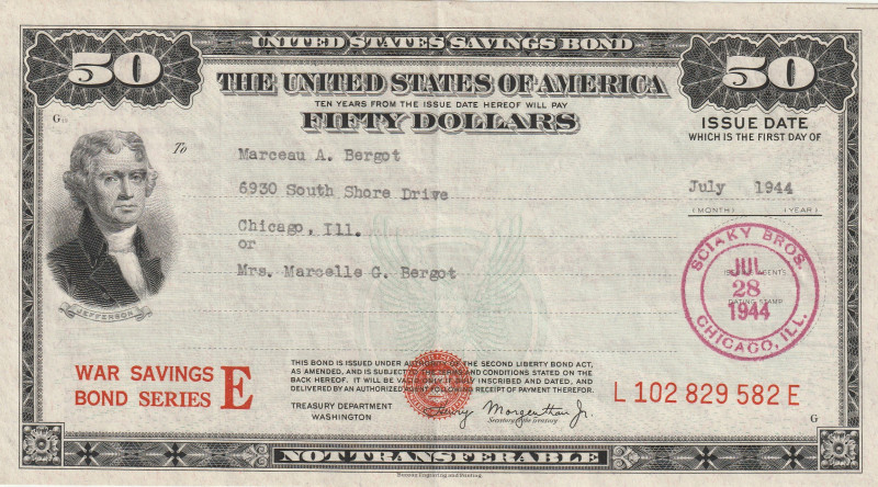 USA 50 Dollars War Savings Bond 1944

XF+ Bond Series E