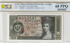 Austria 100 Shilling 1969 PCGS Superb Gem UNC 68 PPQ Specimen TOP POP Specimen PCGS population in 68 PPQ: 1 (0 Finer).