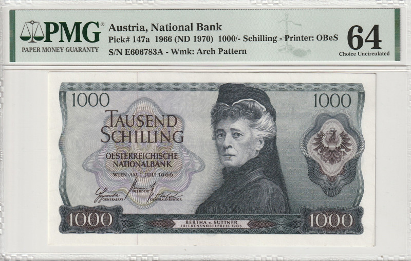 Austria 1000/- Schilling 1966 PMG 64

P-147a, N# 208874, KK# 249, 1.7.1966, Ch...