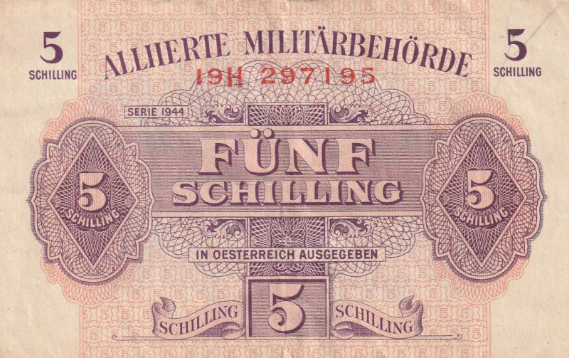 Austria ALLIED MILITARY AUTHORITY 5 Schilling 1944

Pick#105 VF