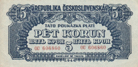 Czechoslovakia 5 Korun 1944