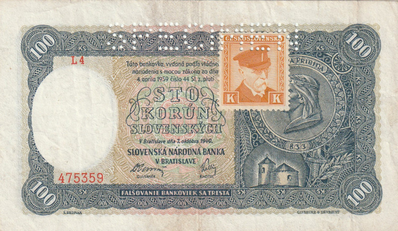 Czechoslovakia 100 Korun 1945 Specimen

Pick#56b XF