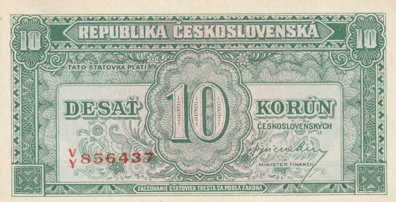 Czechoslovakia 10 Korun 1945

Pick#60a UNC