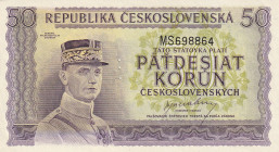 Czechoslovakia 50 Korun 1945 Perforated with 3 holes