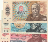 Czechoslovakia 10,20,50 Korun 1986,87,88 Lot of 3 Banknotes