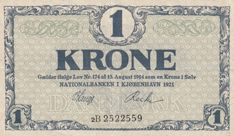 Denmark 1 Krone 1921

Pick#12g VF+