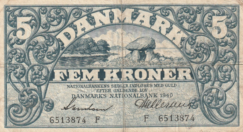 Denmark 5 Kroner 1940

Pick#30d VF