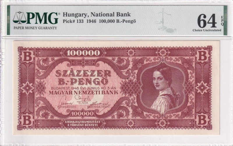 Hungary 100000 B. Pengo 1946 PMG 64 EPQ 

P-133, N# 208487, (100 000 000 000 0...