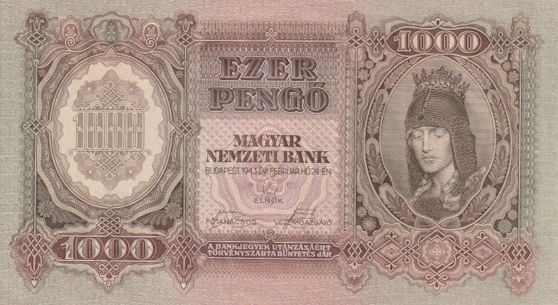 Hungary 1000 Pengo 1943

Pick#116 AU