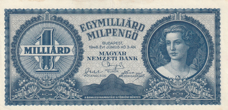 Hungary 1 Milliard Pengo 1946

Pick#131 UNC