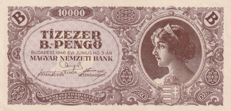 Hungary 10.000 B.-Pengö 1946

Pick#132 UNC