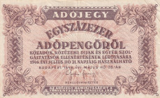 Hungary Adópengö (Tax Pengö) System - Second Issue 100.000 (Egyszázezer) Adópengö 1946
