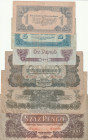 Hungary Russian Army Occupation 1, 2, 5, 20, 50, 100 Pengo 1944 Lot of 6 Banknotes