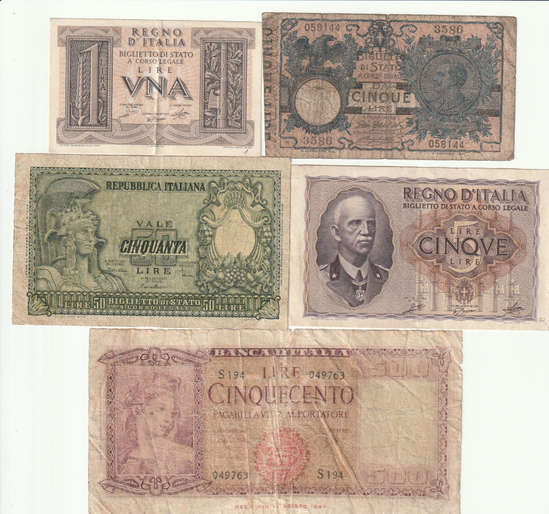 Italy Lot of 5 Banknotes

G/VF