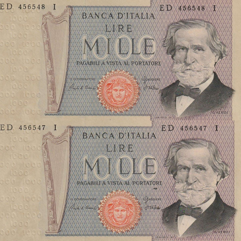 Italy 1000 Lire 1980 Consecutive Pair

P-101g.1 Signatures: Carlo Azeglio Ciam...