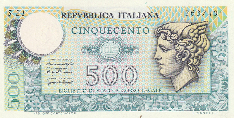 Italy 500 Lire 1976

P-95, N# 202743; Signatures: Ventriglia = Impallomeni = V...